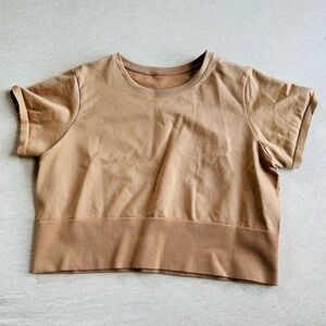 Offline tan cropped tee